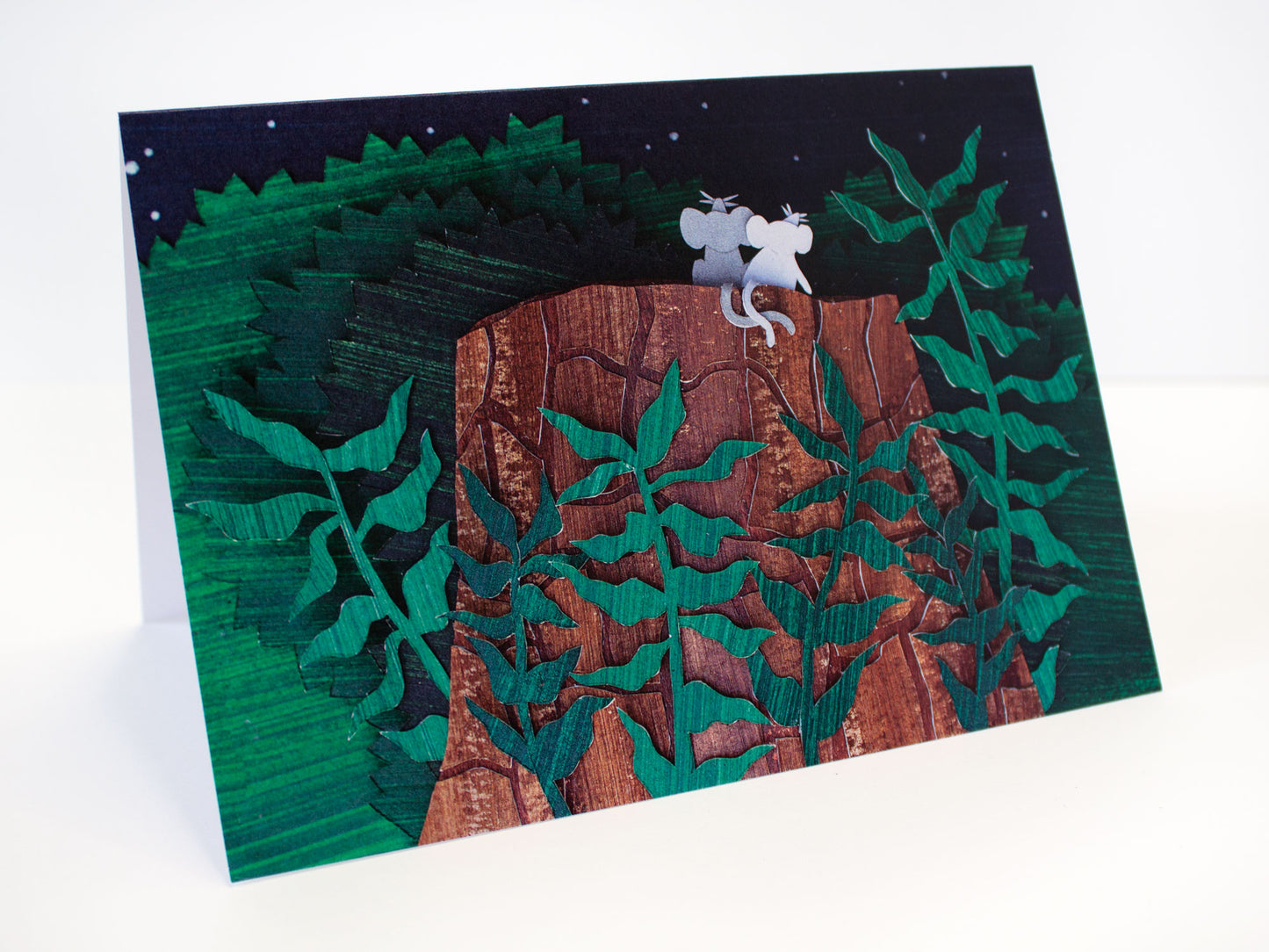 "Stargazers" Nighttime Mouse Couple Card