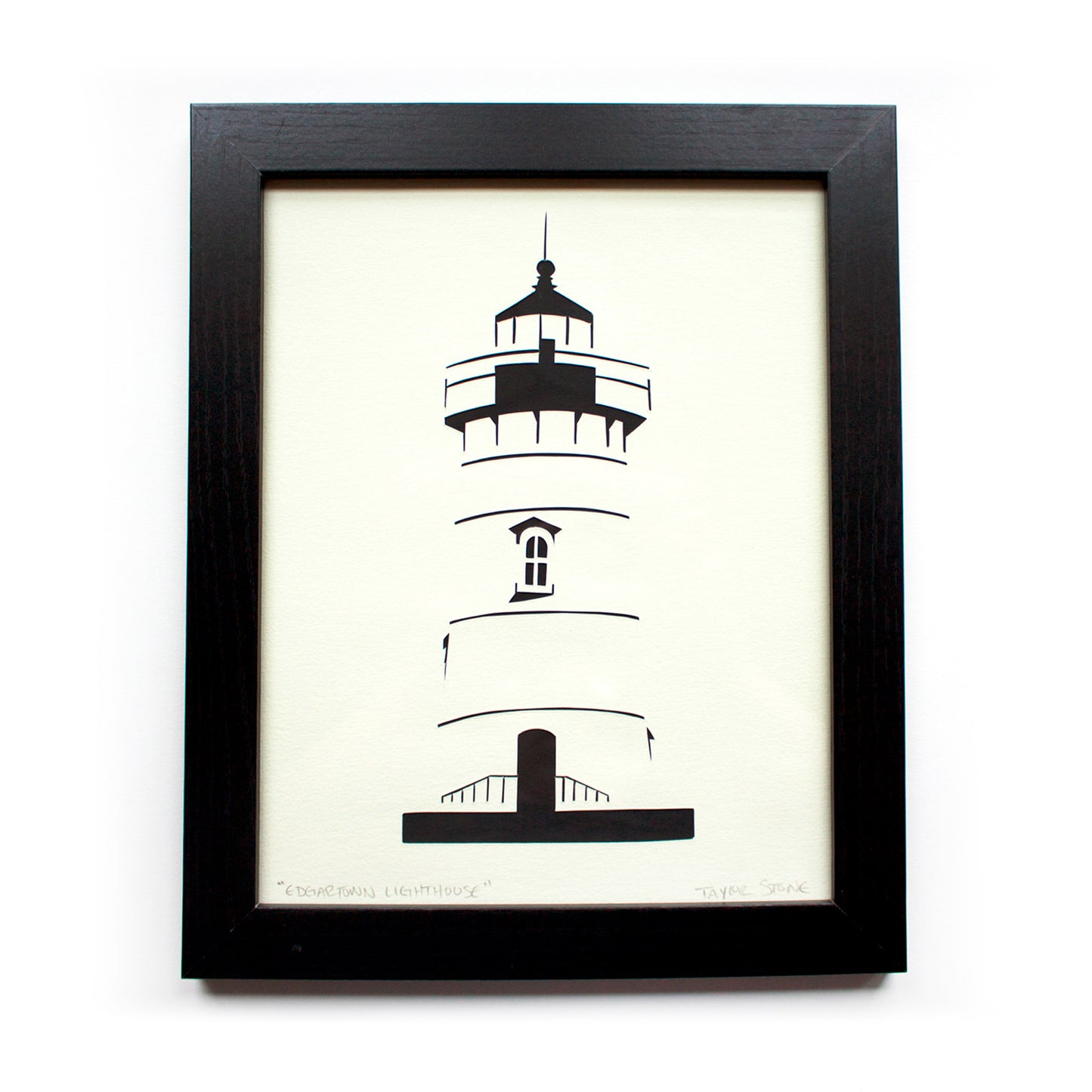 Edgartown Lighthouse Original Cut Paper Illustration