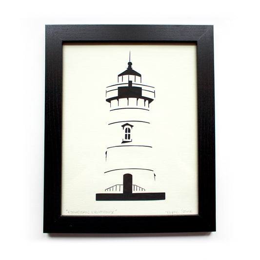 Edgartown Lighthouse Original Cut Paper Illustration