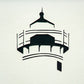 Framed simple black and white cut paper illustration of the West Chop Light House in Vineyard Haven, Martha's Vineyard.