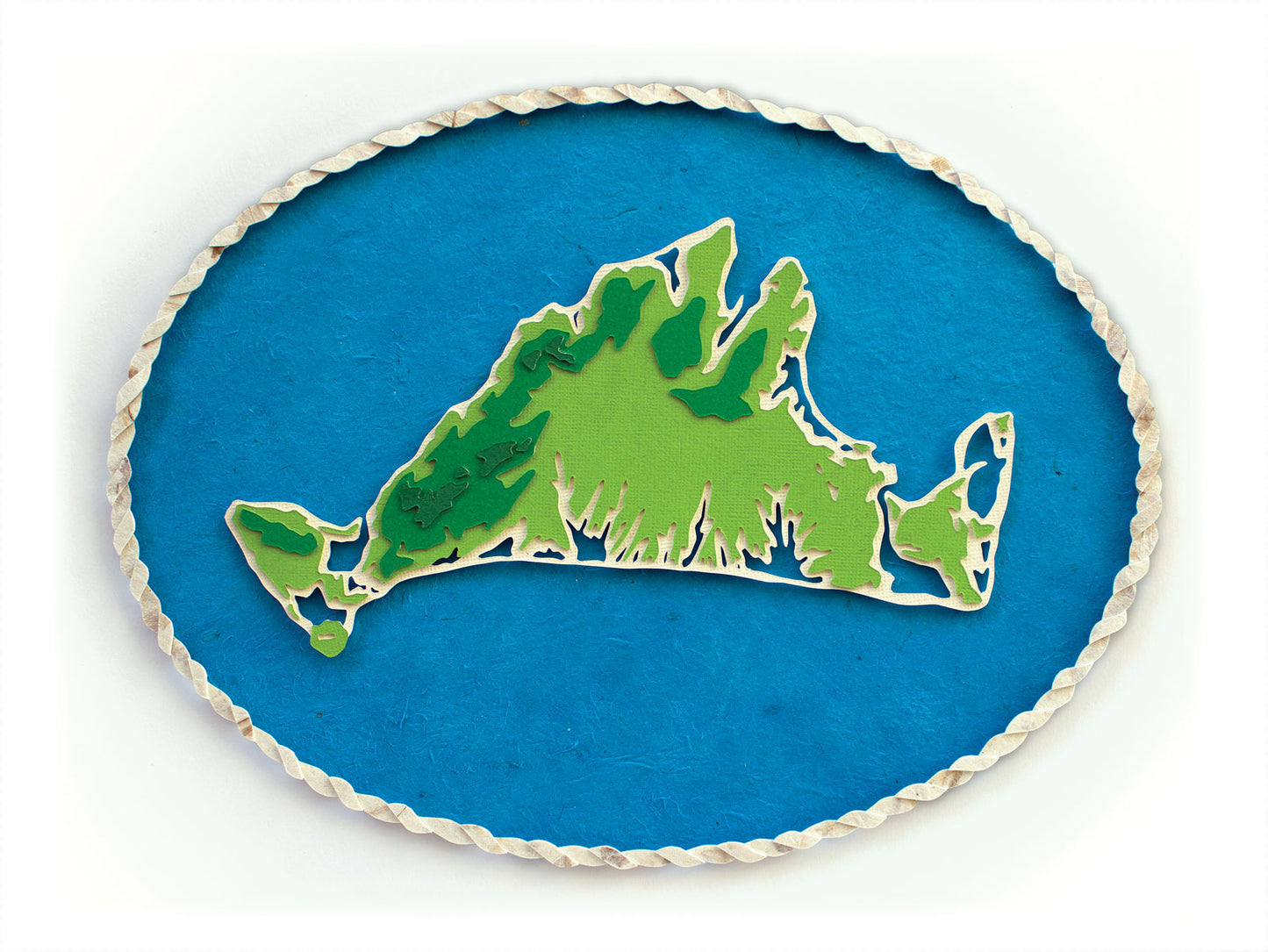 Archival print of topography map of Martha's Vineyard Island.