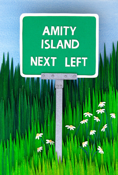 "Amity Island Next Left" Original Framed Illustration