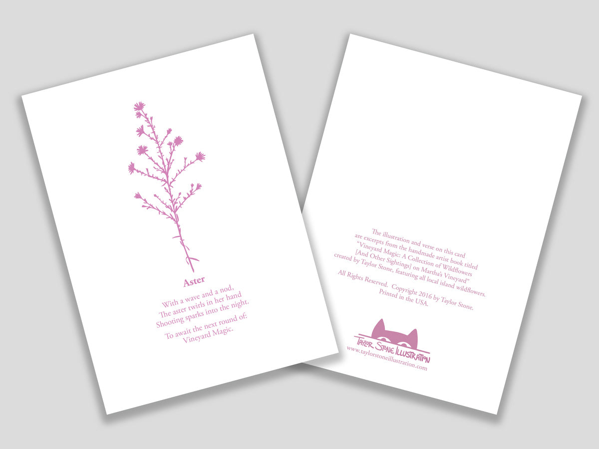Aster (Daisy) Flower Card with Poem