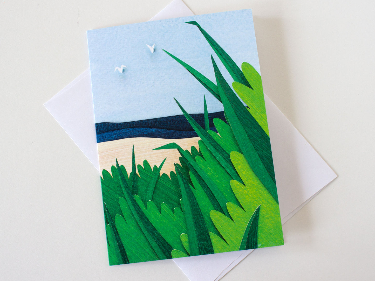 A Grassy Beach View Folded Card