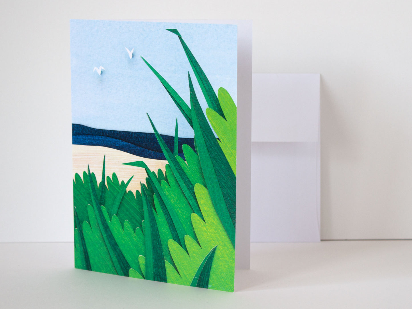 A Grassy Beach View Folded Card