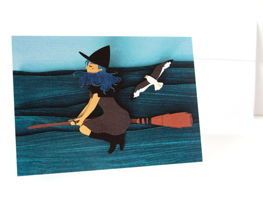 Seaside Strolls Flying Witch Folded Card