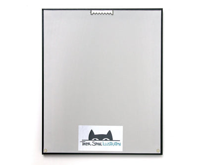 Back of frame includes Taylor Stone Illustration logo and hook for wall mounting.