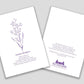Greeting card with purple cut paper illustration of Autumn Bentgrass, and a short original poem. 