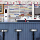 Cute jigsaw puzzle of cut paper illustration of the counter at the ArtCliff Diner in Vineyard Haven, Martha's Vineyard