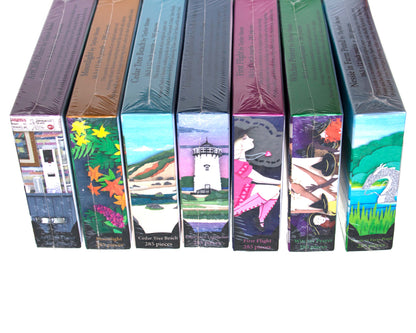 Series of all seven different jigsaw puzzles.
