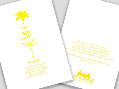 Wood Lily Flower Card with Poem