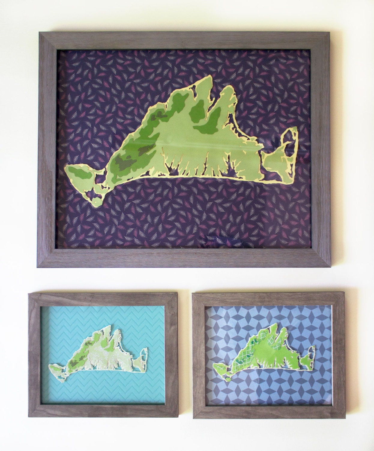 Martha's Vineyard Topography Map Original Cut Paper Illustration